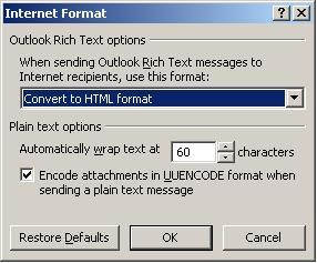Internet Format Options